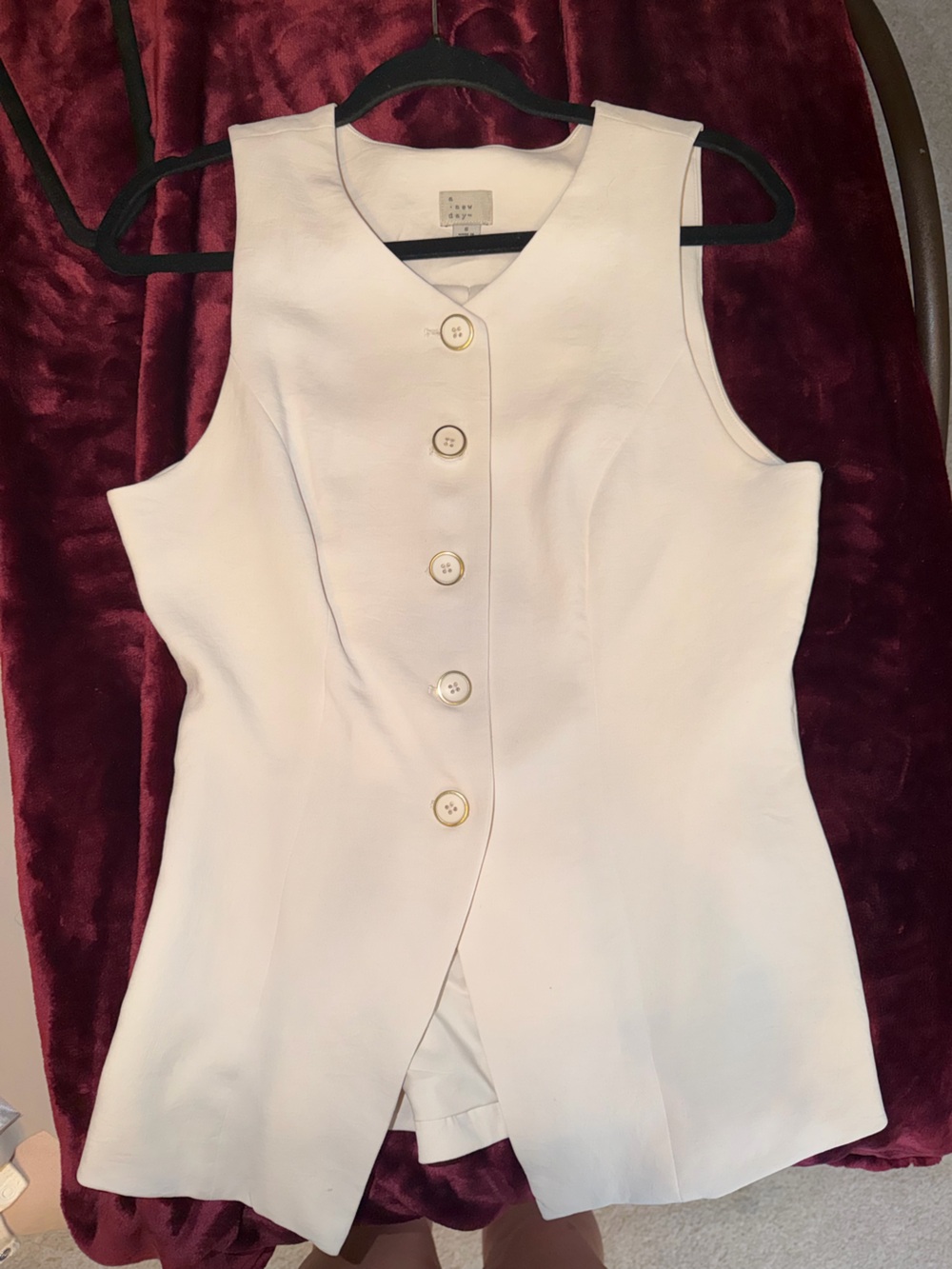 a new day Cream Sleeveless Vest Top with Button Front